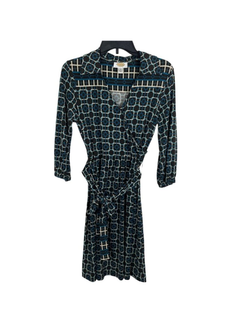 Talbots Women 3/4 Sleeve Pullover V Neck Print Dress Size 4 - Picture 9 of 11